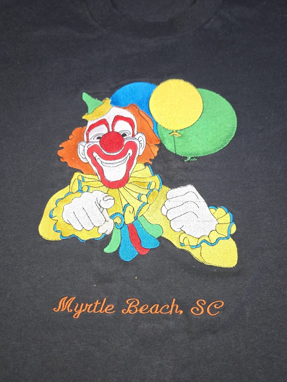 Vintage Myrtle Beach Clown T Shirt XL Single Stitch Made USA Embroidered